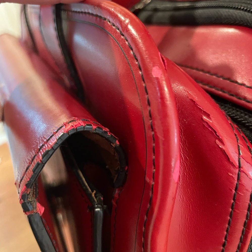 Jack Georges Milano Red Leather Rolling Laptop Briefcase/Vertical Wheeler - Picture 3 of 16